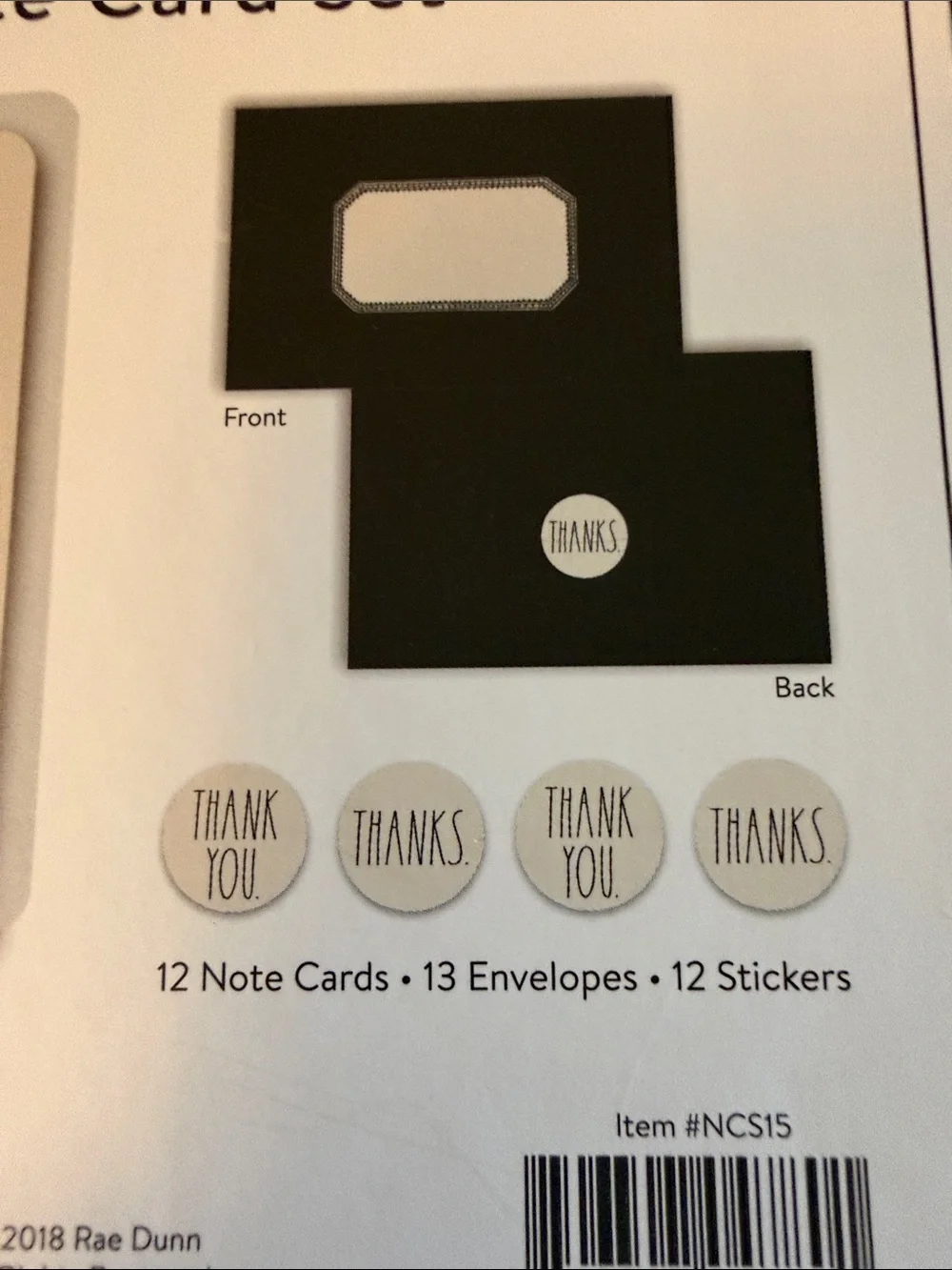 Rae Dunn White and Black Thank You Card Set with Sticker Seals
